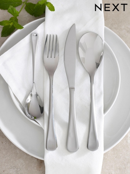 16 Piece Silver Droplet Cutlery Set (C43690) | £28