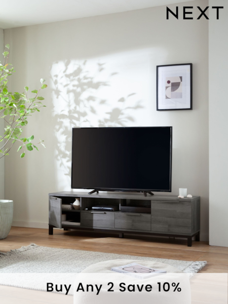 Black Bronx Up to 80 inch Oak Effect Slim TV Unit (C43761) | £475