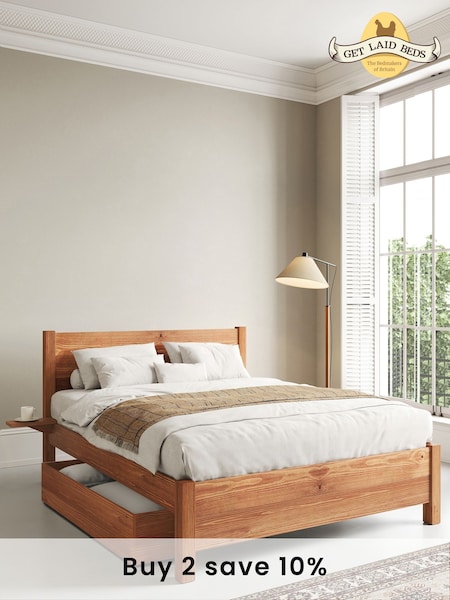 Get Laid Beds Cinnamon Oxford Square Leg Solid Wood Bed Combo (C43764) | £795 - £975