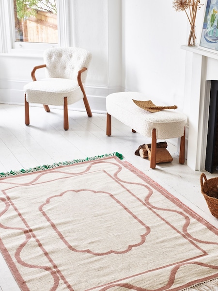 Oliver Bonas Pink Mae Reversible Jacquard Wool and Cotton Rug (C43808) | £150