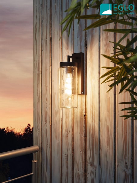 Eglo Black Bovolone Modern Outdoor Wall Light (C44291) | £49
