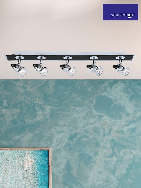 Searchlight Chrome Fire 5 Light Matt Black Chrome Bar Spotlight (C45138) | £60