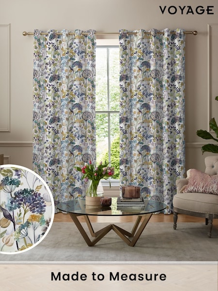 Voyage Sky Blue Country Hedgerow Made to Measure Curtains (C45289) | £109