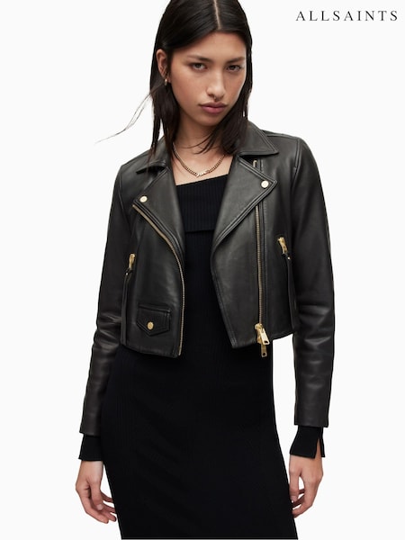 AllSaints Black Elora Biker Jacket (C45351) | £329