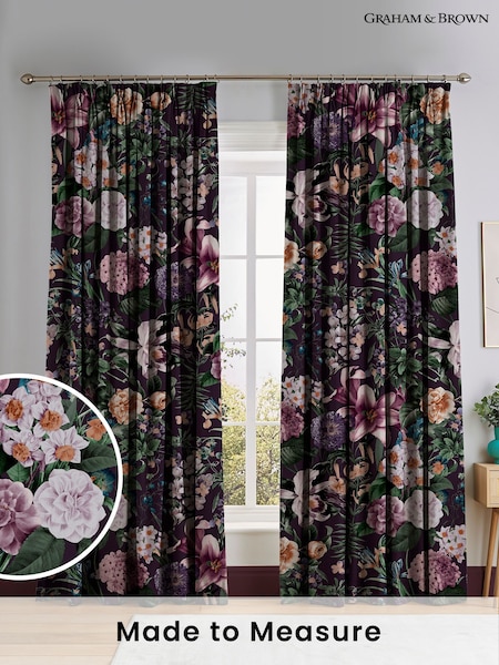 Graham & Brown Amethyst Purple Glasshouse Flora Made to Measure 100% Cotton Curtains (C45752) | £119