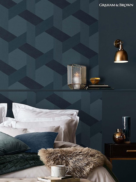 Graham & Brown Blue Fractal 10M Wallpaper (C46457) | £85