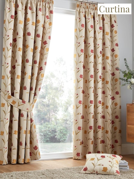 Curtina Natural Juliette Pencil Pleat Curtains (C46696) | £65 - £110