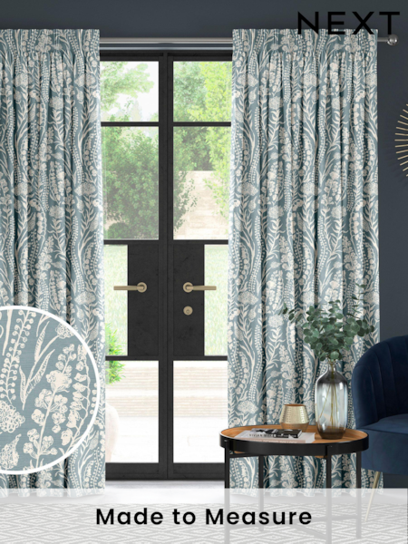Teal Blue Jarrod Made To Measure 100% Cotton Curtains (C47354) | £61
