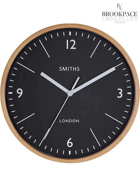 Brookpace Lascelles Black Wooden Cased Smiths Wall Clock (C48173) | £28