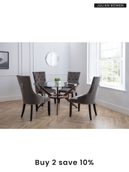 Julian Bowen Clear Chelsea Large Round Glass 6 Seater Dining Table (C48220) | £320