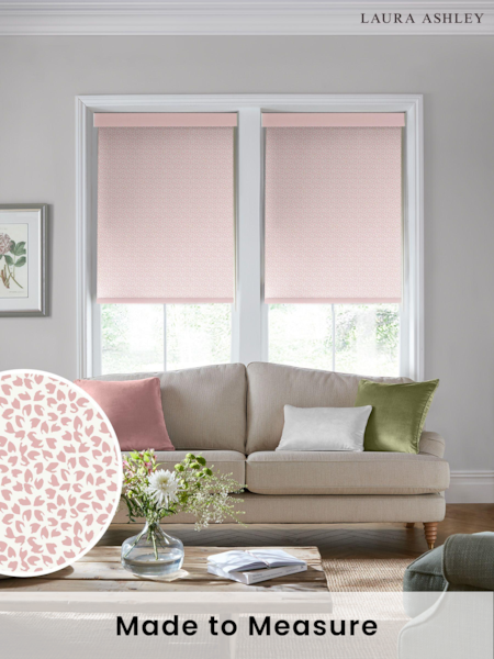 Laura Ashley Off White Blush Pink Sycamore Made To Measure Roller Blind (C48278) | £58
