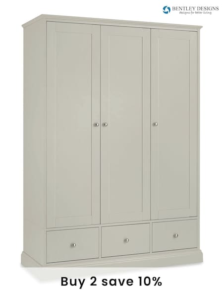 Bentley Designs Cotton Grey Ashby Triple, 3 drawers Wardrobe (C48661) | £1,160