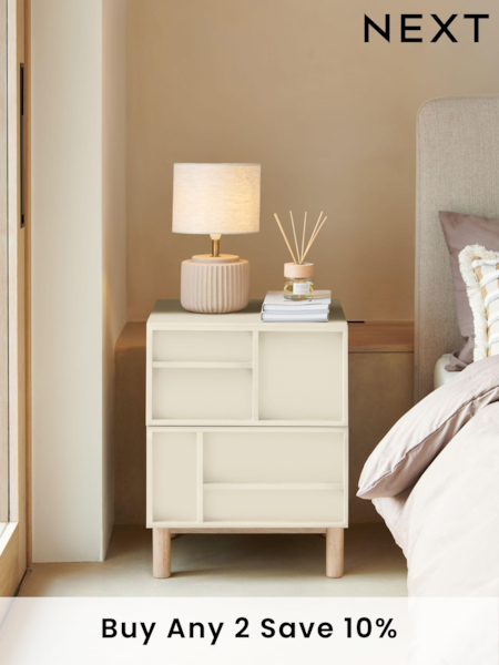 Cream Finsbury 2 Drawer Bedside Table (C48988) | £165