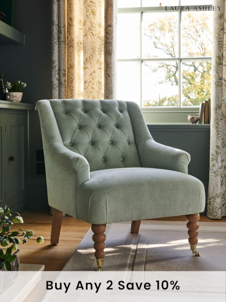 Laura Ashley Baron Chenille Pale Grey Green Ropsley Accent Chair (C49212) | £425