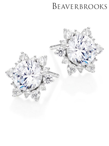 Beaverbrooks Sterling Silver Cubic Zirconia Stud Earrings (C49255) | £0