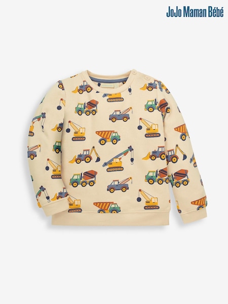 JoJo Maman Bébé Stone Construction Vehicles Print Sweatshirt (C49635) | £20