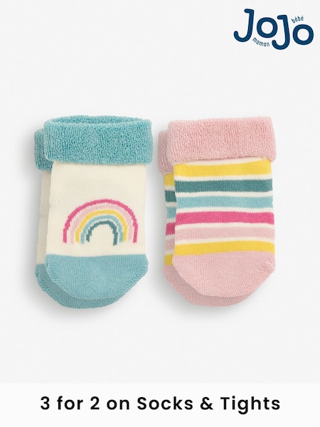 JoJo Maman Bébé Bright Rainbow 2-Pack Baby Socks (C49800) | £7.50