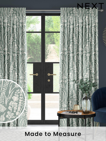 Green Jarrod Made To Measure 100% Cotton Curtains (C49890) | £61