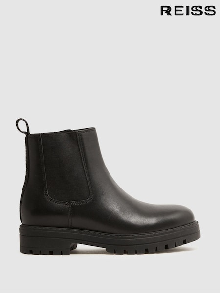 Reiss Black Mia Leather Sparkle Chelsea Boots (C50524) | £30