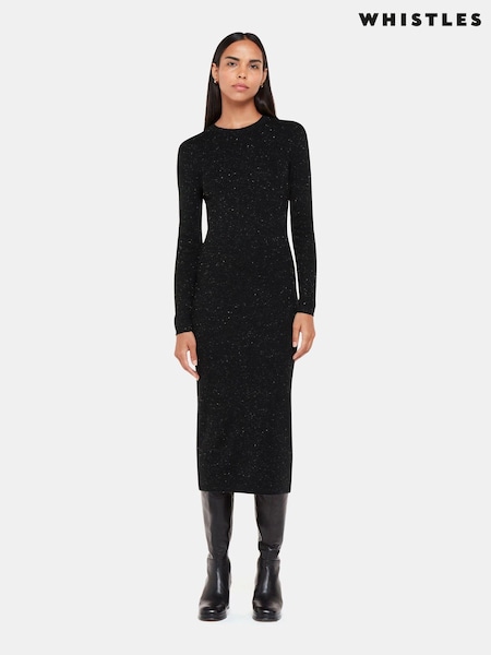 Whistles Black Sparkle Knit Annie Dress (C50525) | £129