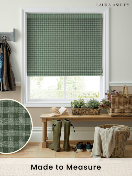 Laura Ashley Green Gingham Made To Measure Roman Blinds (C50905) | £84