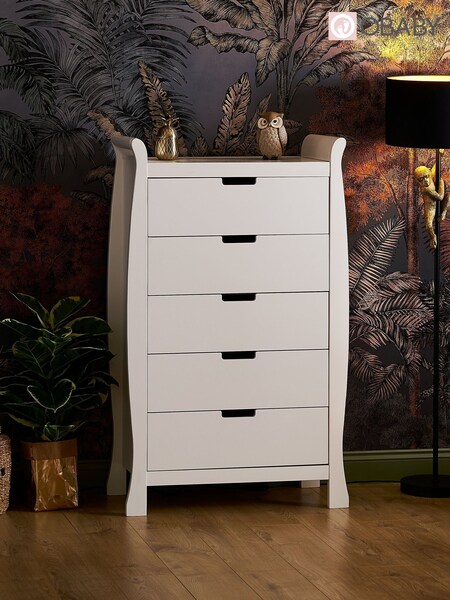 Obaby White Stamford Sleigh Tall Chest of Drawers (C51194) | £300