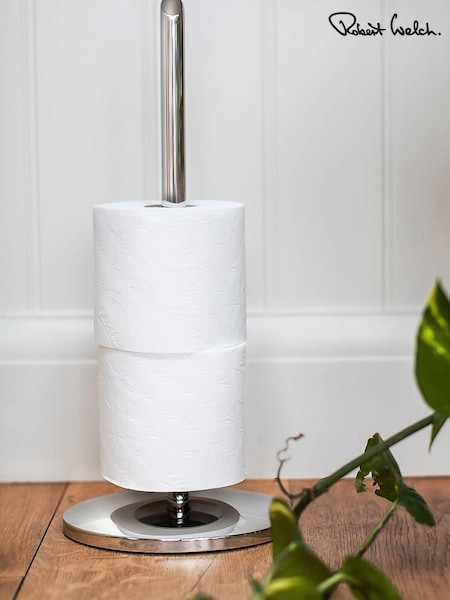 Robert Welch Silver Oblique V Toilet Roll Holder Floor Standing (C51235) | £48