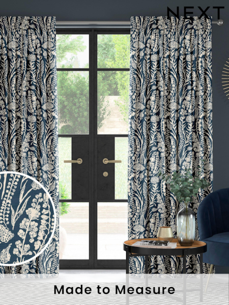 Blue Jarrod Made To Measure 100% Cotton Curtains (C51280) | £61