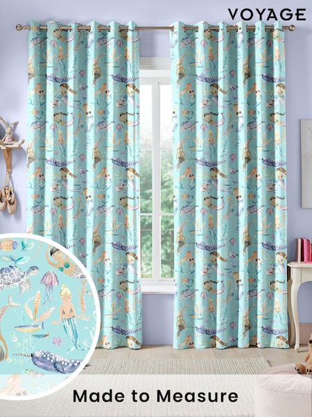 Voyage Aqua Blue Kids Mermaids Party Made To Measure Curtains (C51688) | £100