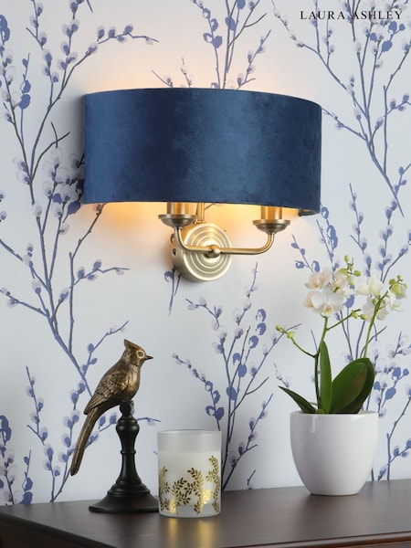 Laura Ashley Navy Sorrento 2 Light Wall Light Lamp Shade (C52097) | £79
