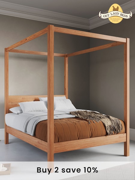 Get Laid Beds Cinnamon Four Poster Classic Square Leg Solid Wood Bed (C52481) | £780 - £930