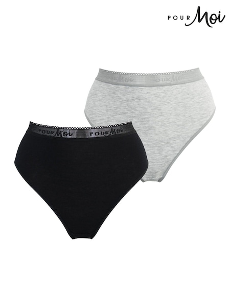 Pour Moi Black High Leg Modal and Mesh Knickers 2 Pack (C52672) | £15