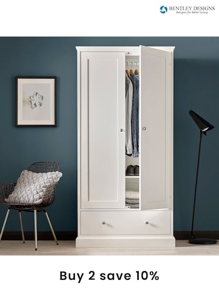 Bentley Designs White Ashby Double, 1 Drawer Wardrobe (C52757) | £775