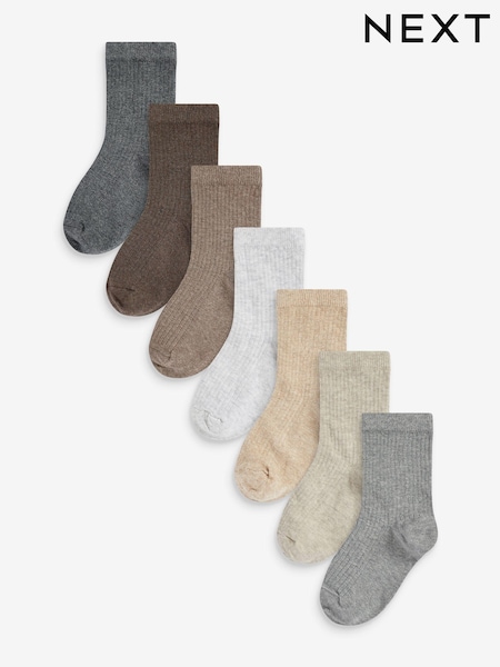 Neutral Cotton Rich Fine Rib Socks 7 Pack (C52783) | £8 - £11