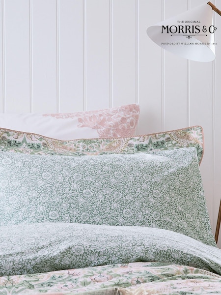 Morris & Co Set of 2 Pink Strawberry Thief 100% Cotton Pillowcases (C52921) | £24