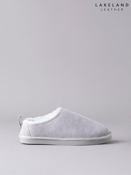 Lakeland Leather Grey Ladies Sheepskin Clog Winter Slippers (C52954) | £75