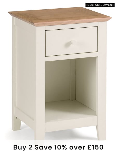 Julian Bowen Cream Salerno 1 Drawer Bedside Table (C53644) | £135