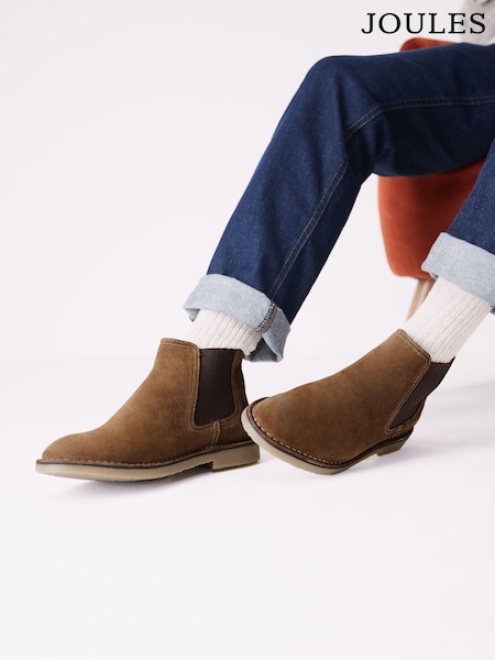 Joules Tan Brown Suede Chelsea Boots (C53802) | £79