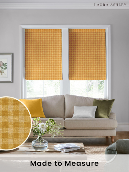 Laura Ashley Yellow Gingham Made To Measure Roman Blinds (C54653) | £84