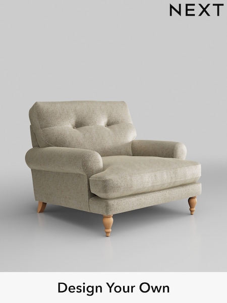Plush Chenille/Light Natural Erin Buttoned Back Deep Relaxed Sit (C54726) | £925