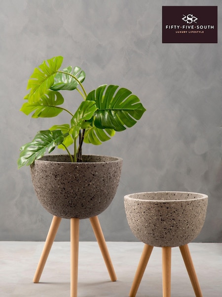 Fifty Five South Dark Grey Darnell Large Speckled Planter (C54922) | £123