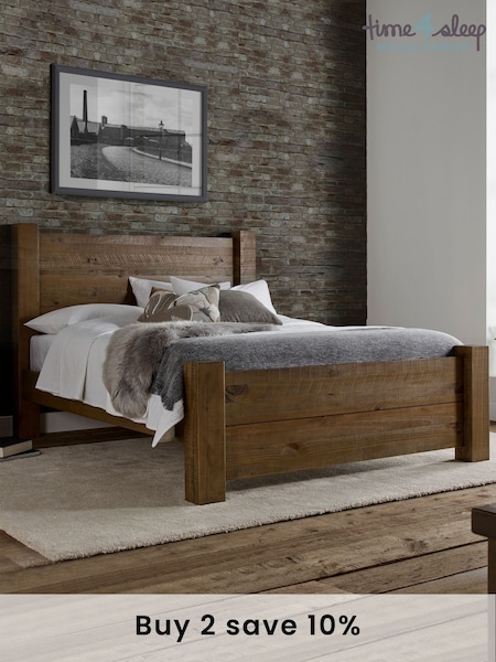 time4sleep Dark Wooden Plank Bed Frame (C55346) | £900 - £1,100