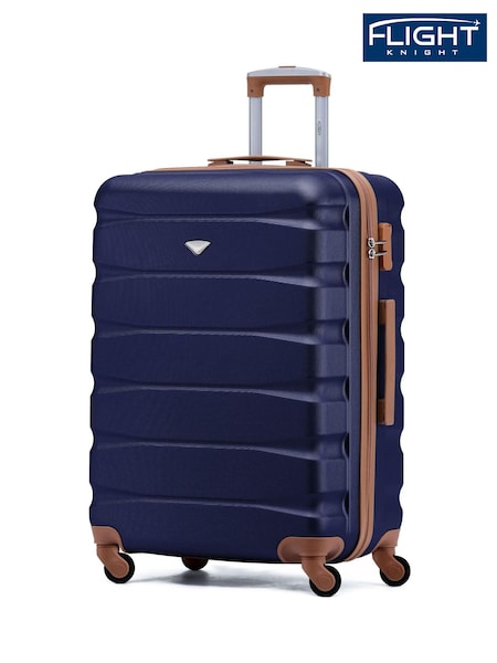 Flight Knight Navy/Tan Medium Hardcase Lightweight Check In Suitcase With 4 Wheels (C55349) | £60