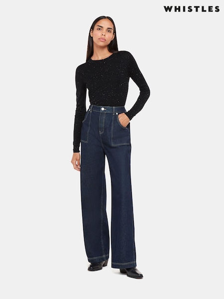 Whistles Black Sparkle Annie Crew Neck Jumper (C55838) | £75