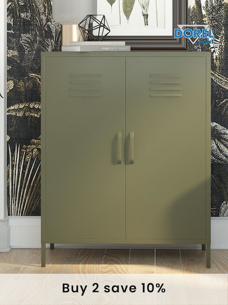 Dorel Home Olive Green Europe Bradford 2 Door Metal Storage Cabinet (C56085) | £190