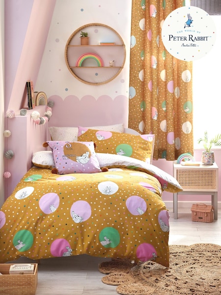 Peter Rabbit™ Ochre Yellow Dotty Playful Printed Duvet Cover and Pillowcase Set (C56244) | £18 - £36