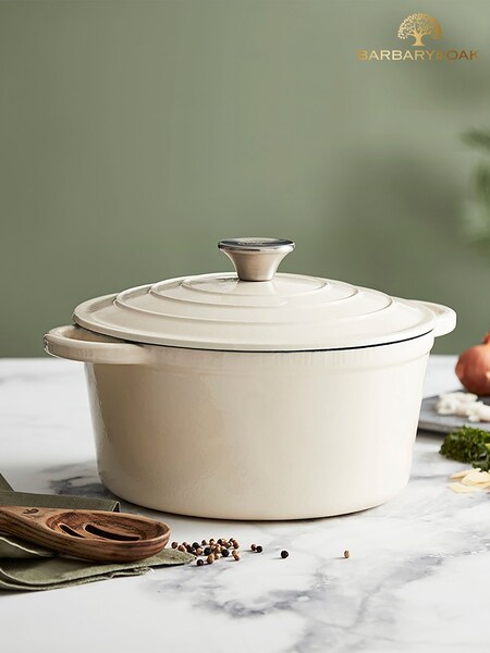 Barbary & Oak Cream 24cm Foundry Round Cast Iron Casserole Pan (C56521) | £65