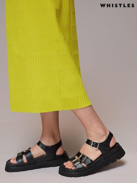 Whistles Black Triple Buckle Jemma Sandals (C56618) | £169
