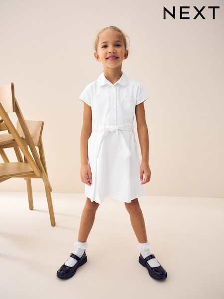 White Gingham Rich Belted School Dress With Scrunchie (3-14yrs) (C57760) | £11 - £15