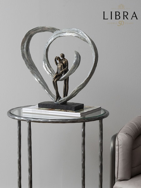 Libra Bronze Couple In Love Sculpture In Ornaments Circular Heart (C58505) | £120